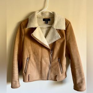 Forever 21 Faux Suede Camel Sherpa Jacket